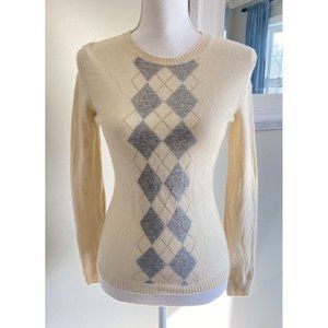 Brooks Brothers Sweater Cashmere Blend Cream Gray Gold Extra Small XS